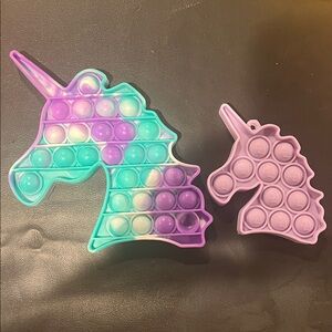 Unicorn Pop It Fidget Toy Set - Purple and Blue